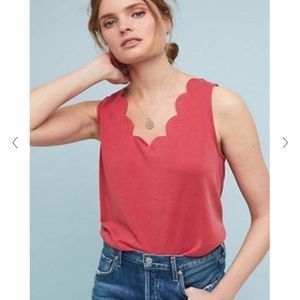 2/$12 Anthropologie: eri and ali | red scalloped top